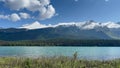 The view from the Medicine Lake Lookout in Jasper Narional Park along the Maligne Lake Road Royalty Free Stock Photo