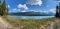 The view from the Medicine Lake Lookout in Jasper Narional Park along the Maligne Lake Road Royalty Free Stock Photo