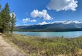 The view from the Medicine Lake Lookout in Jasper Narional Park along the Maligne Lake Road Royalty Free Stock Photo