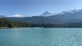 The view from the Medicine Lake Lookout in Jasper Narional Park along the Maligne Lake Road Royalty Free Stock Photo