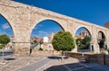 View of the medieval aqueduct of Los Arcos in Teruel. 16th century