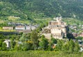 View of medieval castle of saint Pierre in italy near aosta Royalty Free Stock Photo