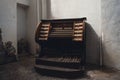 View of a medieval Church organ - vintage keys instrument Royalty Free Stock Photo