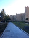 View of the medieval city walls in Avila, Spain