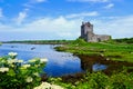 Medieval Dunguaire Castle along the shore of Galway Bay with reflections, Ireland