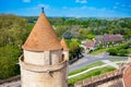 View of medieval French Blandy castle tower and walls Royalty Free Stock Photo