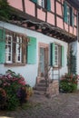 medieval house facade in the famous village of Riquewihr in France Royalty Free Stock Photo