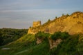 A view of the medieval Izborsk fortress walls and towers in suns Royalty Free Stock Photo