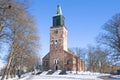 View of the medieval Lutheran Cathedral of the 13th century, February day. Turku, Finland