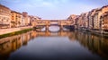 View of medieval stone bridge Ponte Vecchio in Florence, Tus Royalty Free Stock Photo