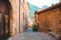 View of a medieval street in the Old Town of the picturesque Spanish-style village Fornalutx, Majorc Royalty Free Stock Photo