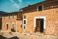 View of a medieval street in the Old Town of the picturesque Spanish-style village Fornalutx, Majorc Royalty Free Stock Photo