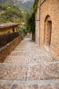View of a medieval street in the Old Town of the picturesque Spanish-style village Fornalutx Royalty Free Stock Photo