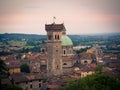 View of the medieval tower and the dome of the Cathedral in Lonato