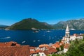 View from the medieval town Perast on the bay of Kotor with 2 small islands, Gospa od Å krpjela and Sveti ?or?e