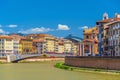 View of the medieval town of Pisa and river Arno