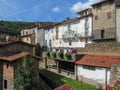 View of the medieval town with restored lavoir, communal clothes washing place, at Prats-de-Mollo-la-Preste, Pyrenees-Orientales,