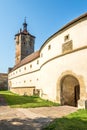 View at the Medieval town wall and Klingentorturm tower in Rothenburg ob der Tauber - Germany