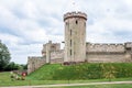 View of the medieval Warwick Castle tower and gatehouse. Warwick Royalty Free Stock Photo