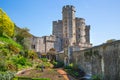 View at the medieval Windsor Castle, built 1066 by William the Conqueror. Official residence of King. Berkshire, England UK