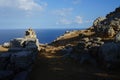 View of the Mediterranean Sea from the ancient Acropolis of Lindos. Rhodes Island, Dodecanese, Greece Royalty Free Stock Photo