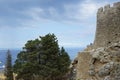 View of the Mediterranean Sea from the ancient Acropolis of Lindos. Rhodes Island, Dodecanese, Greece Royalty Free Stock Photo