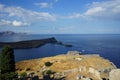 View of the Mediterranean Sea from the ancient Acropolis of Lindos. Rhodes Island, Dodecanese, Greece