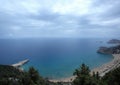 View Mediterranean sea from ancient Lindos ruins at Rhodes, Greece. Royalty Free Stock Photo