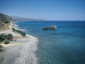 View of the Mediterranean Sea and the beach near Preveli, Crete, Greece, May 2008 Royalty Free Stock Photo