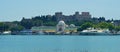 View of the mediterranean sea and Mandraki port on Rhodes island, Greece