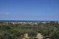 View Mediterranean sea and olive trees in crete island Royalty Free Stock Photo