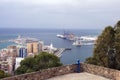 View of the Mediterranean Sea and the port of Malaga from the walls of the Gibralfaro fortress.