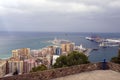View of the Mediterranean Sea and the port of Malaga from the walls of the Gibralfaro fortress.