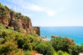 View of the Mediterranean Sea from the top of the mountain. Antalya, Turkey, April 6, 2019 Royalty Free Stock Photo