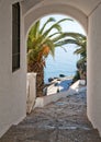 View of of MediterraneanSea through Arch Royalty Free Stock Photo