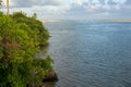 View of the meeting of the sea with the river Jacuipe in Barra do Jacuipe Royalty Free Stock Photo