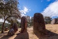 View of the megalithic complex Almendres Cromlech Cromelelique dos Almendres Royalty Free Stock Photo