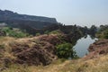 View of Mehrangarh fort from Rao Jodha desert rock park, Jodhpur, India.