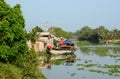 View of the Mekong river with the cargo boat Royalty Free Stock Photo