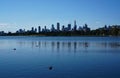 View of Melbourne skyline from Albert Park Lake Royalty Free Stock Photo