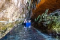 Rowing boat in the Melissani Cave of the nymphs in Kefalonia, Greece Royalty Free Stock Photo