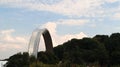 View of the memorial Arch of Friendship of Peoples. Sight of Kiev, located on the right bank of the Dnieper. Ukraine, Kiev -