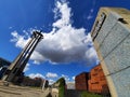 view of the memorial to the shipyard in GdaÃâsk monument commemorating the events of the strike solidarity