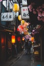 View of `Memory Lane` Omoide yokocho, the famous alley in Shinjuku, Tokyo,