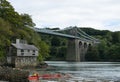 View of Menai Suspension Bridge, Bangor, North Wales, UK