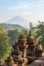 View on Merapi volcano from Borobudur temple