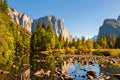 View at Merced River, El Capitan, Cathedral Rocks, Yosemite National Park, California, USA Royalty Free Stock Photo