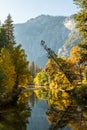 View of the Merced River from the Sentinel Bridge in Yosemite National Park Royalty Free Stock Photo