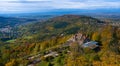 View of the Merkur restaurant and the Rhine Valley near Baden Baden, Baden Wuerttemberg, Germany