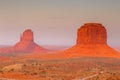 View on Merrick Butte and West Mitten Butte at sunrise. Royalty Free Stock Photo